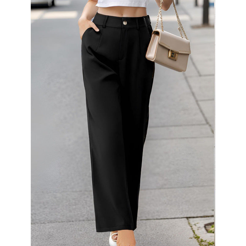 Women's elegant FitiqueFit office suit pants with pockets, casualwear trousers in a tailored style for professional or casual settings.