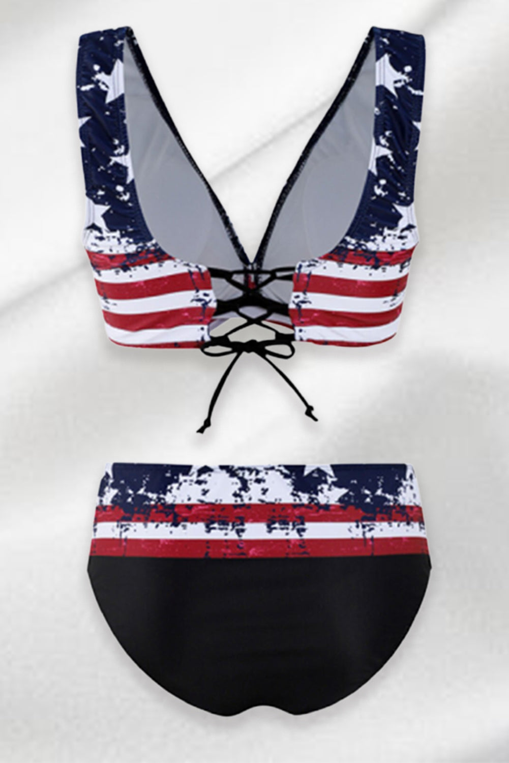 American Flag High Waist Back Tethered Bikini