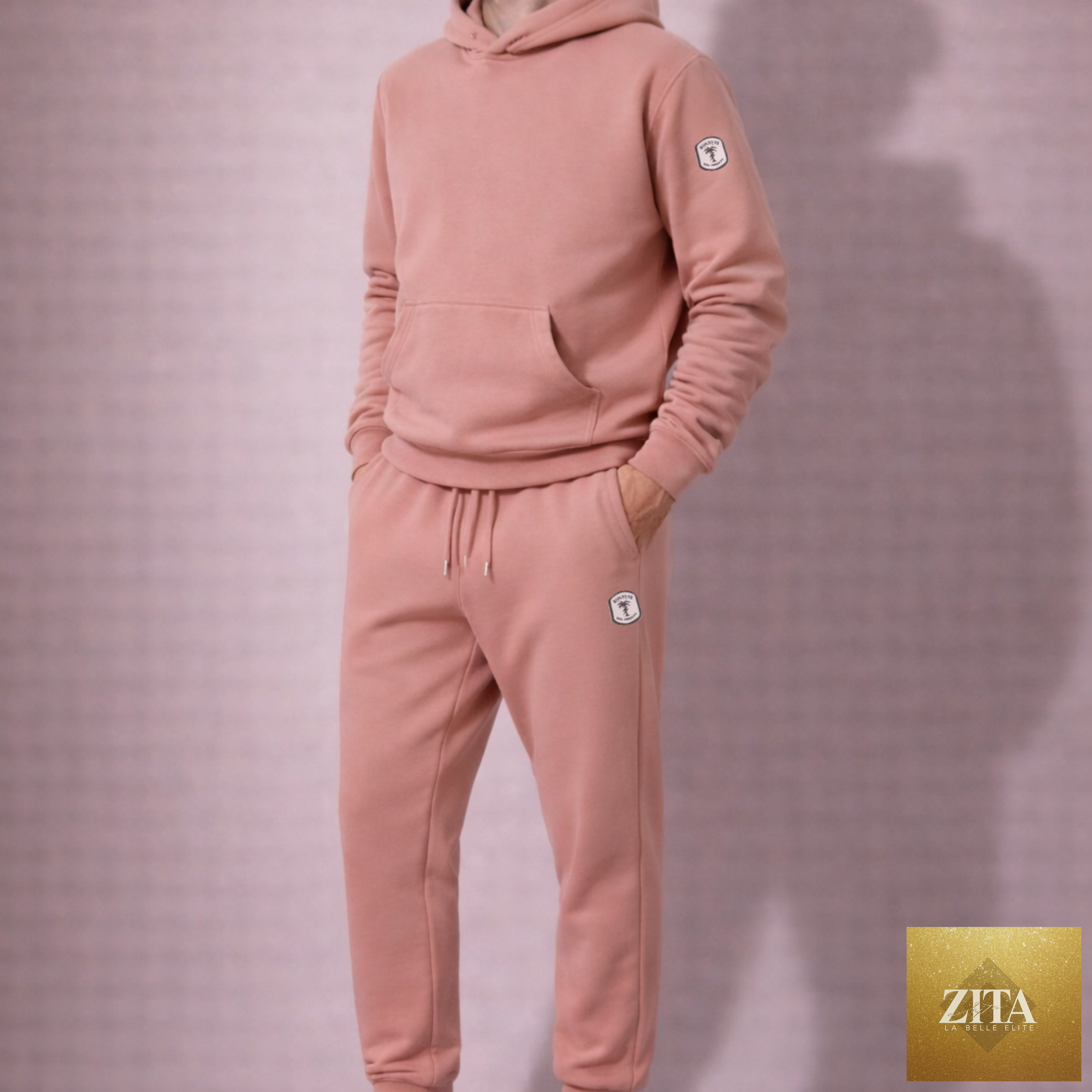 Kinetix Joshua Tree Sweatsuit in Desert Rose, featuring soft fabric and casual luxury style, shown in a relaxed fit.