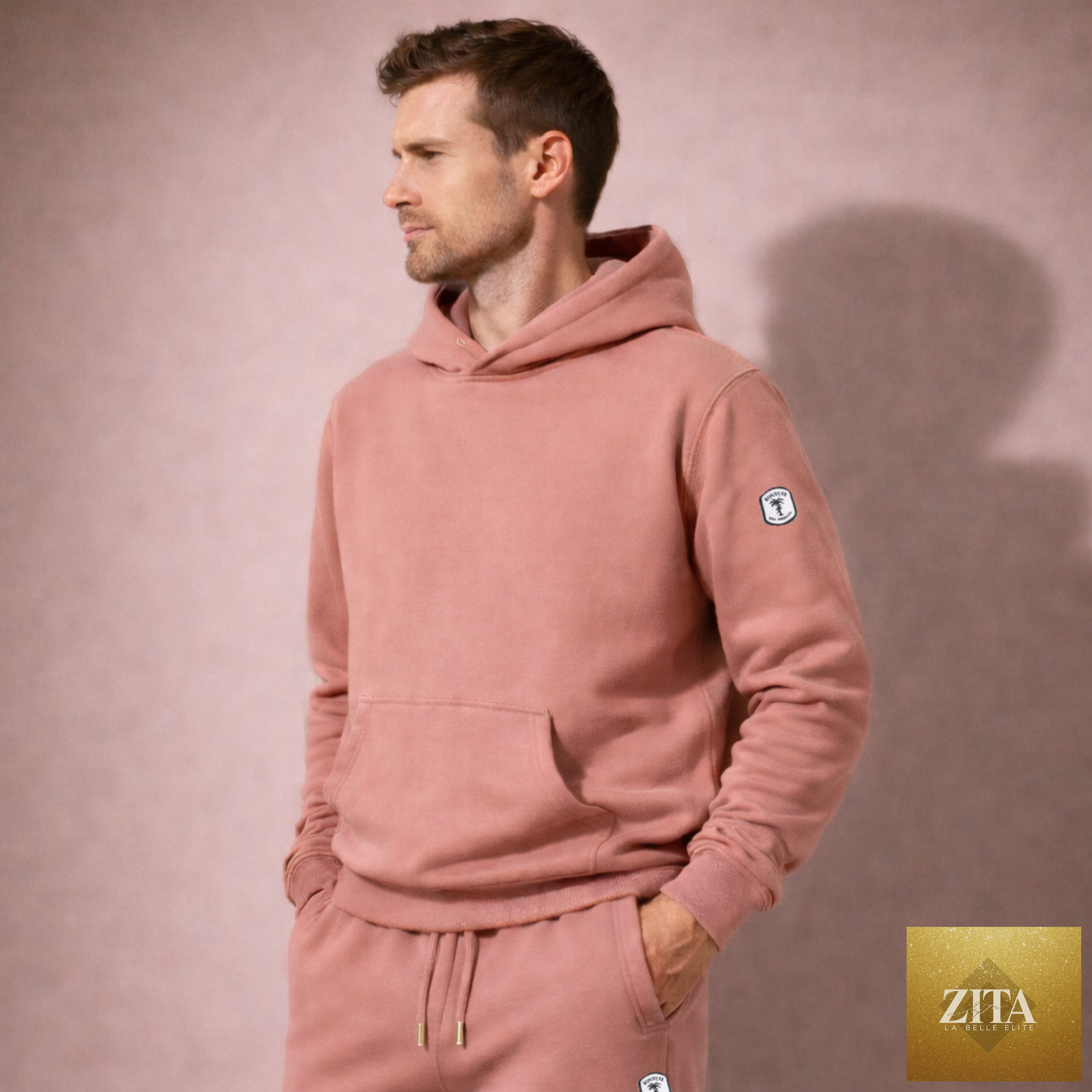 Kinetix Joshua Tree Sweatsuit in Desert Rose, featuring a comfortable casual luxury design with soft fabric and stylish fit.