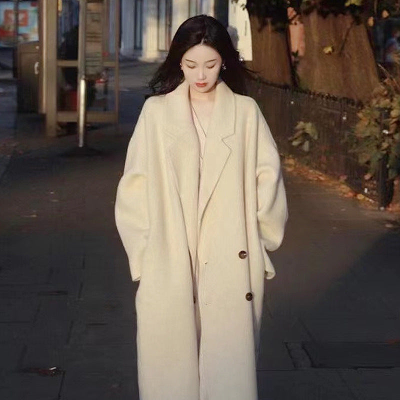 Small High-grade Woolen Coat For Women Pink Lucky