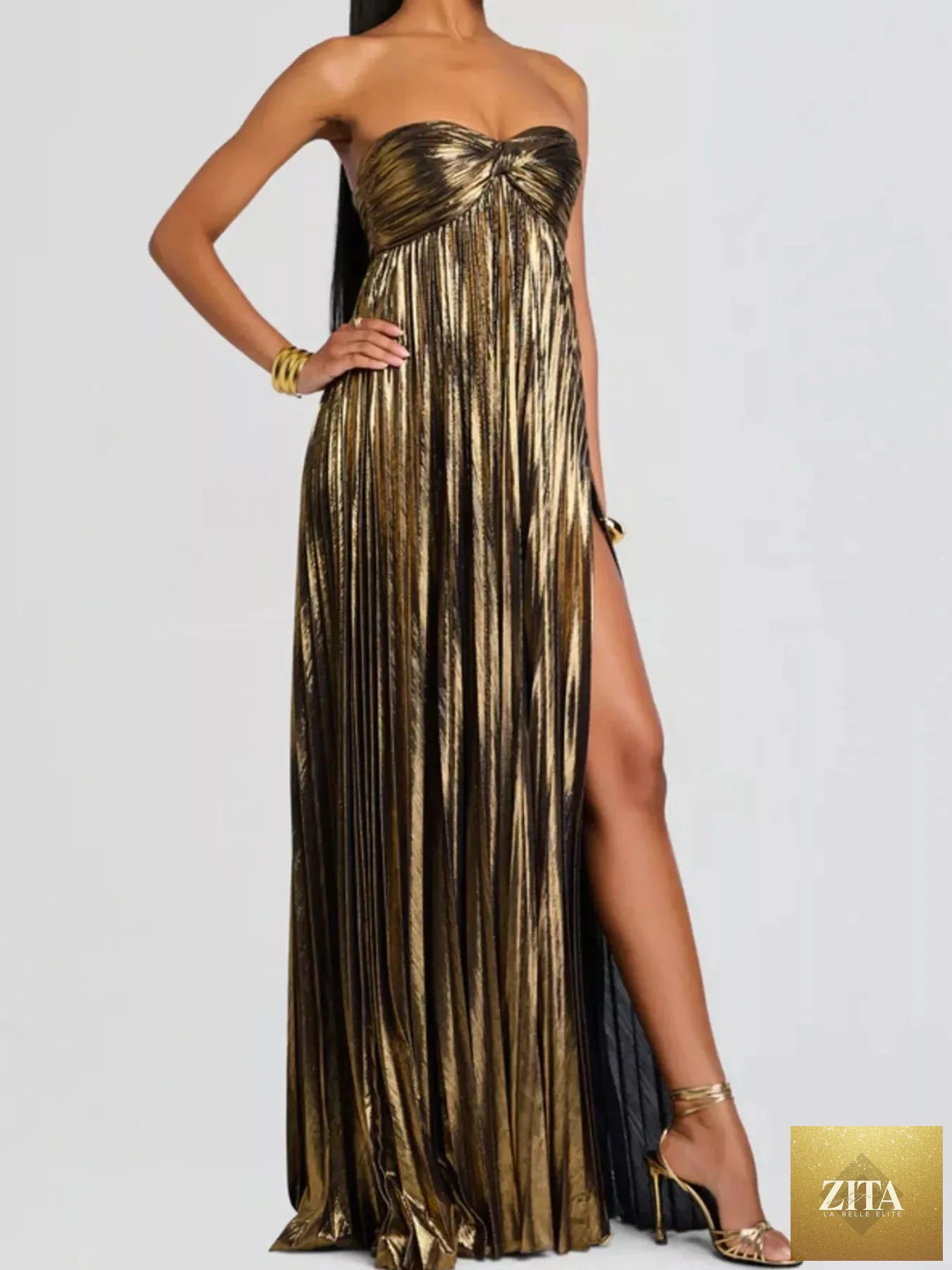 Sweetheart neck tube maxi dress by Shopiebay featuring a split design and elegant flowy fabric, perfect for summer or evening wear.
