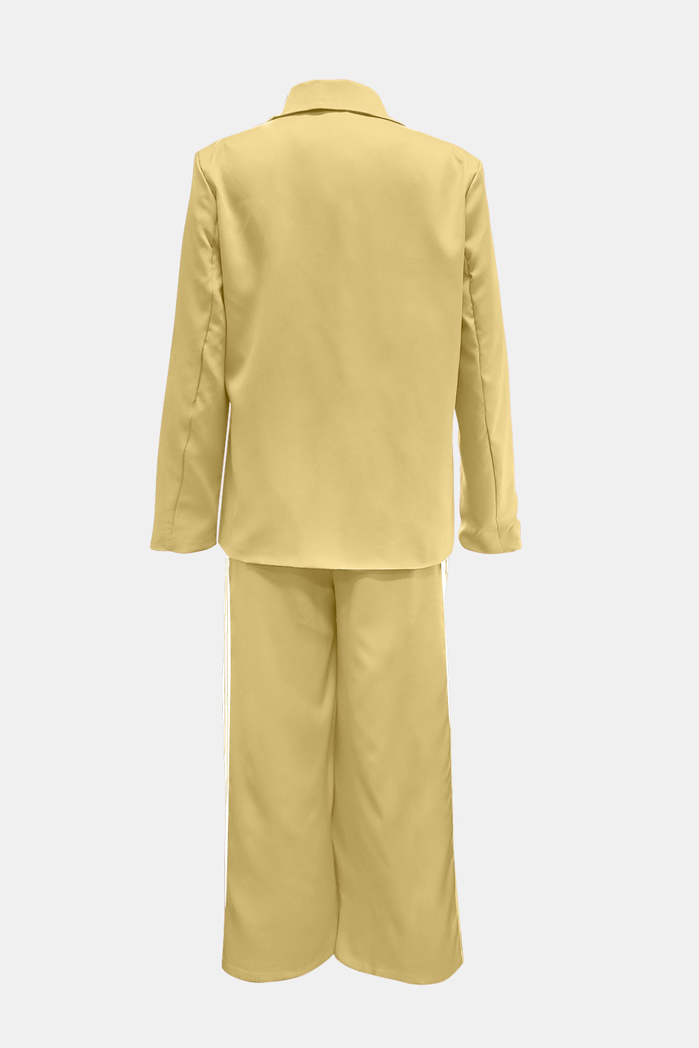 Wild and Free Boutique side striped long sleeve blazer and matching pants set, stylish and coordinated ensemble for casual or chic occasions.
