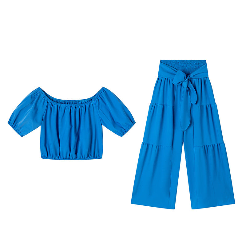 FitiqueFit high-waist flared pants and top two-piece casualwear set in multiple colors, shown on a model.