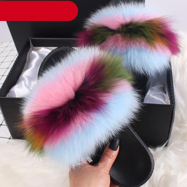 Stevvex women's indoor fur slippers with open toe, plush fuzzy fur, slip-on design, perfect for cozy indoor wear.