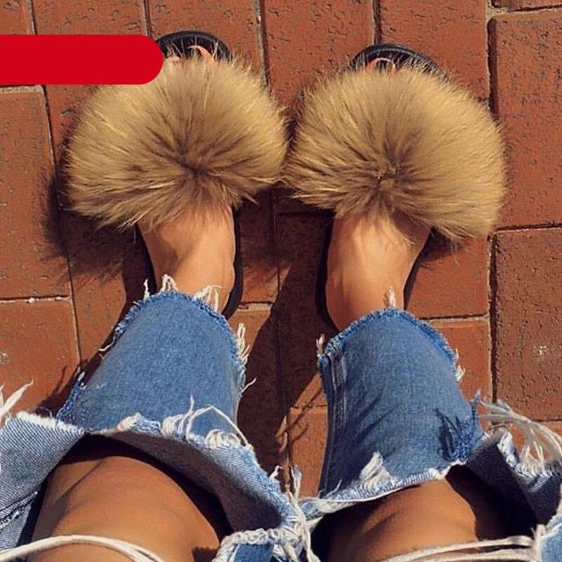Stevvex furry indoor slippers for women with open toe design, plush fox fur and fluffy slides for cozy comfort.