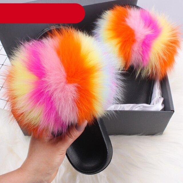 Stevvex women's indoor fur slippers with open toe, plush fluffy fur, slide-on design, suitable for beach or indoor wear.