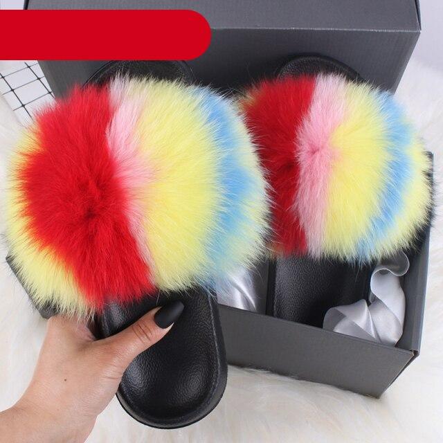Stevvex women's indoor fur slippers with open toe, plush fur slides, fuzzy furry sandals, perfect for cozy indoor or beach wear