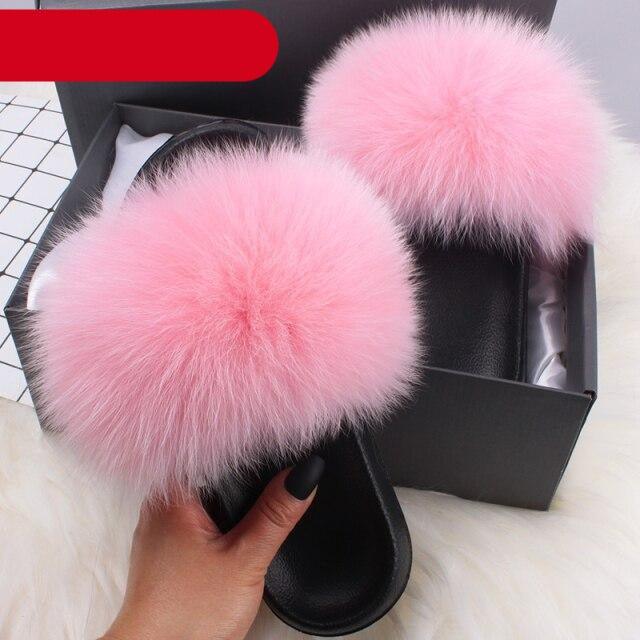 Stevvex women's indoor fur slippers with open toe, plush furry slides, soft fox fur, feather accents, perfect for cozy indoor wear.