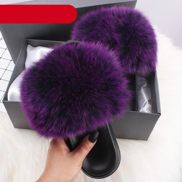 Stevvex women's indoor fur slippers with open toe, plush fuzzy fur, slip-on design, ideal for cozy indoor or beach wear.