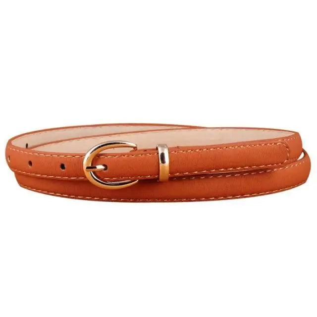 Elegant Leather Adjustable Thin Belt For Women Unique Black Design Ladies Belt High Quality Charming Waistbands For Dress