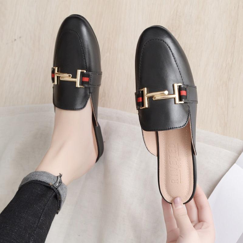 Stevvex women's outdoor platform slides with square toe, slip-on style, and comfortable pointed flats for women.