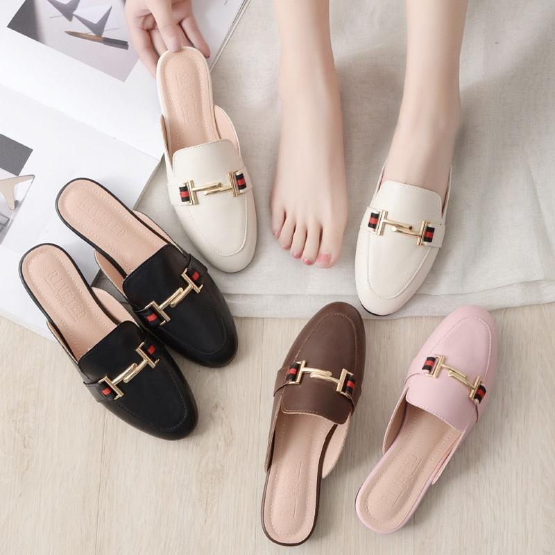 Stevvex women's outdoor platform slides with pointed toe, square mule design, slip-on comfortable flats for women.