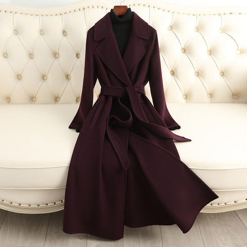 Autumn & Winter Temperament Korean Wool Coat for Women – Elegant & Carmine Juneberry