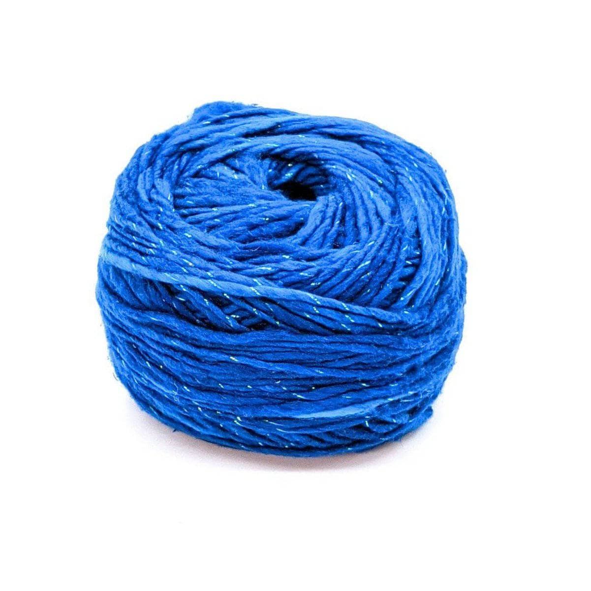 Darn Good Yarn Fashion Skinny Scarf Crochet Kit with sparkle blue eco-friendly yarn, perfect for boho-style women's accessories.