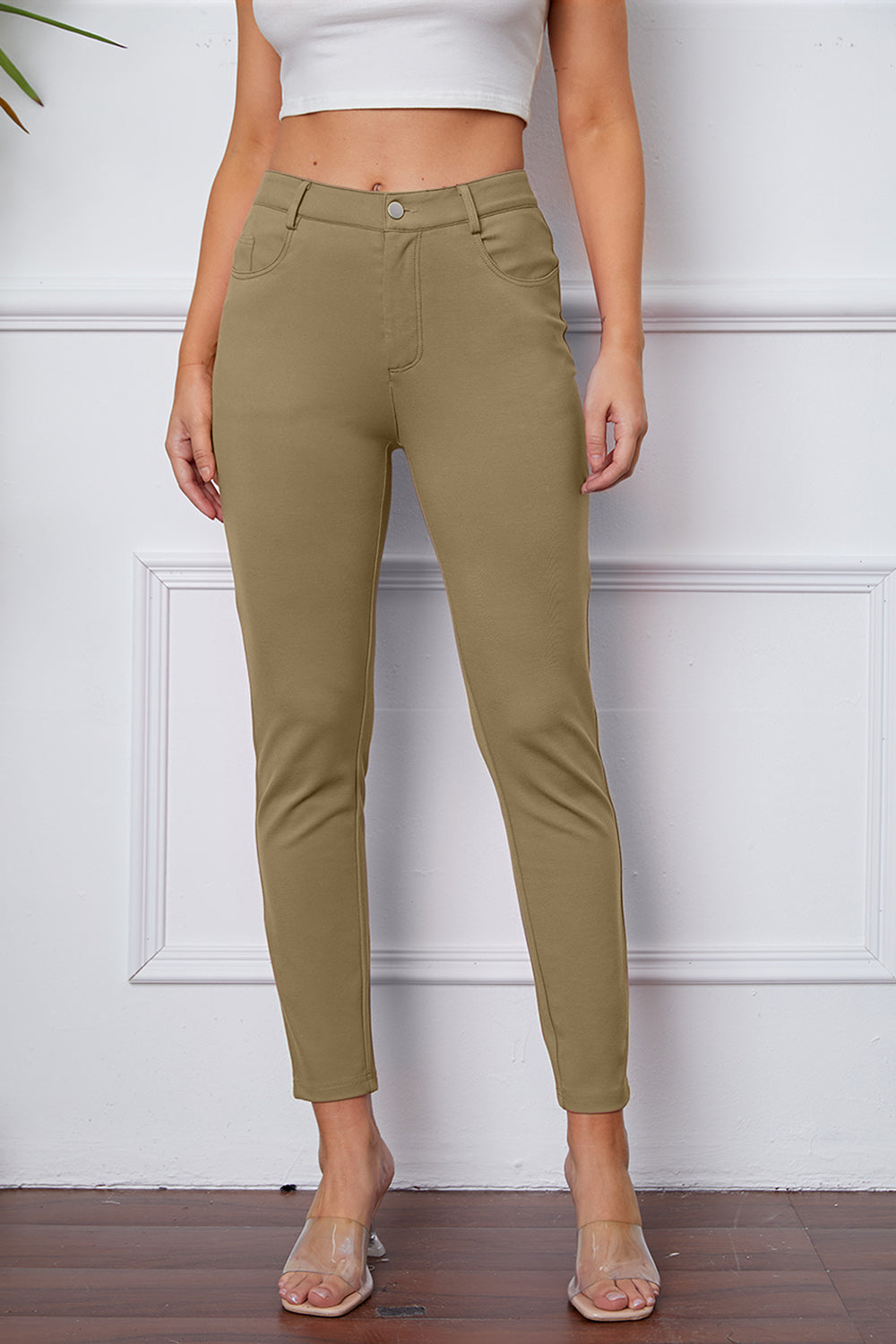 StretchyStitch Pants By Basic Bae Pocketed Opaque Stretch For Women All Day Comfort