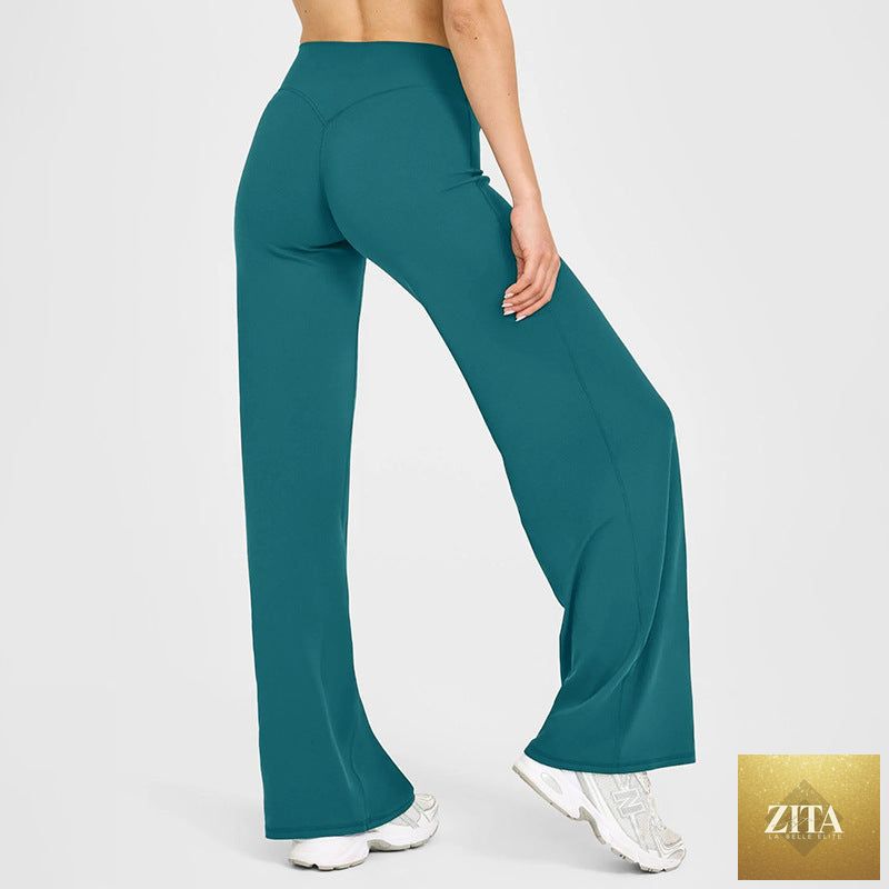 Loose Straight-leg Yoga Pants That Create A Slimming High-waisted Look