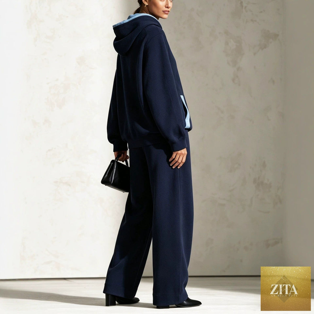 Women's Colour-Block Oversized Raglan Hoodie & Wide-Leg Trouser Set