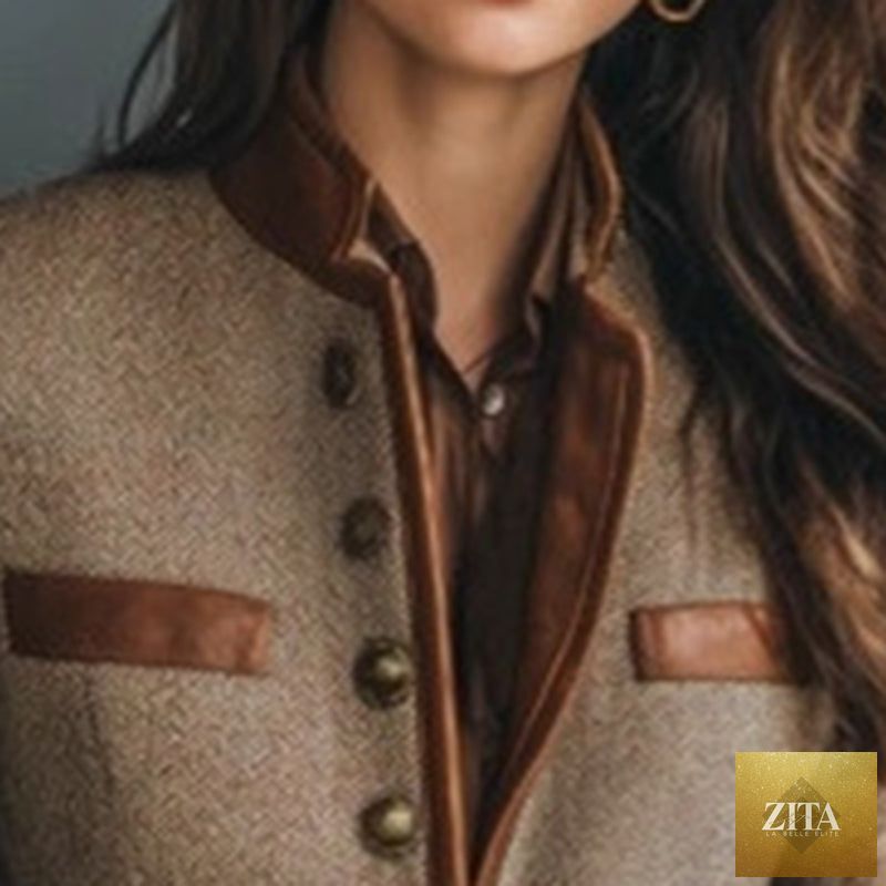 Women's retro elegant jacket from FitiqueFit, featuring a stylish vintage design with a tailored fit and classic collar.