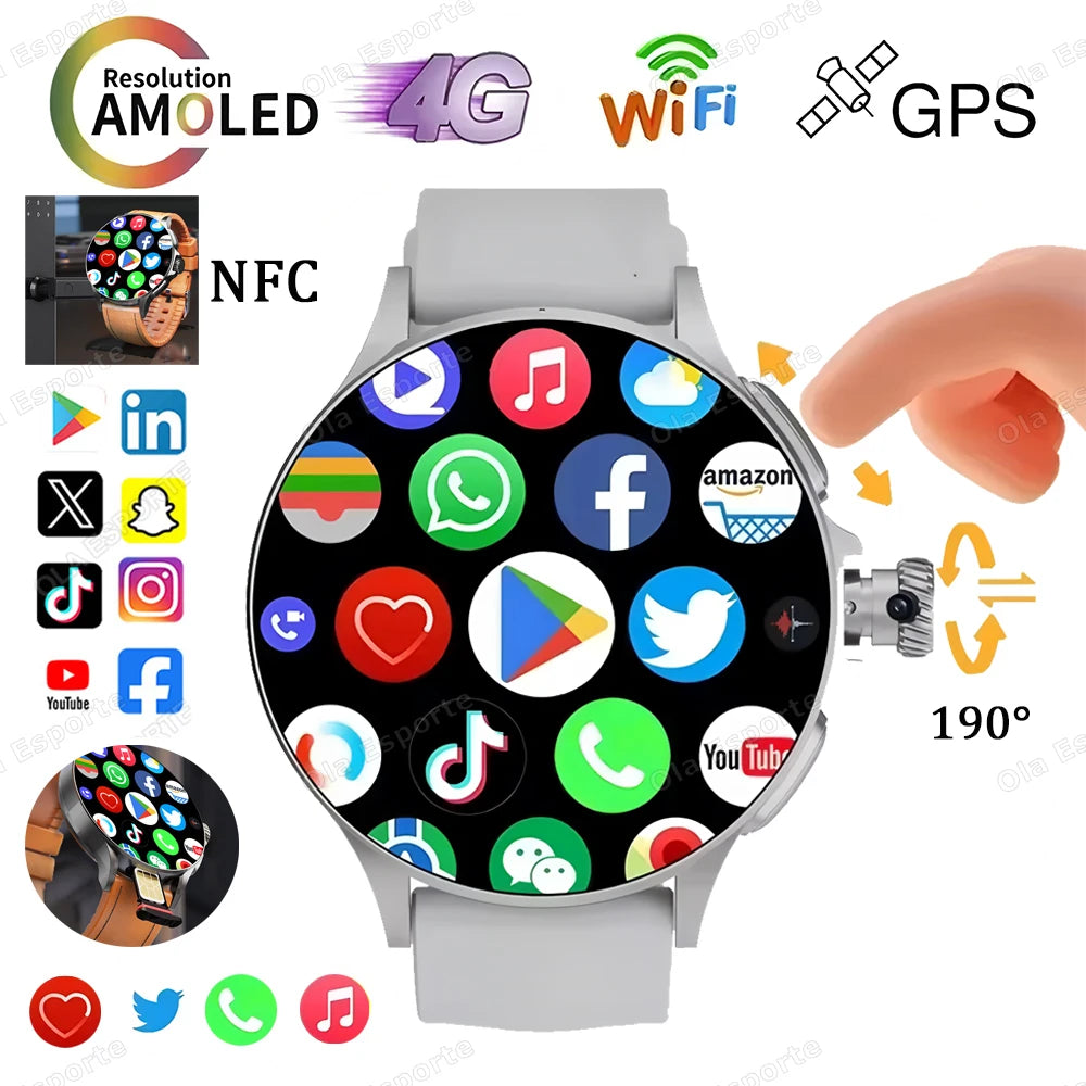 Sim Card NFC Smart Watch GPS Tracker 5G/WIFI BT Call 800W Camera 1.95Inch Payment Heart Rate Fitness Sport 1000Mah Smartwatch Me