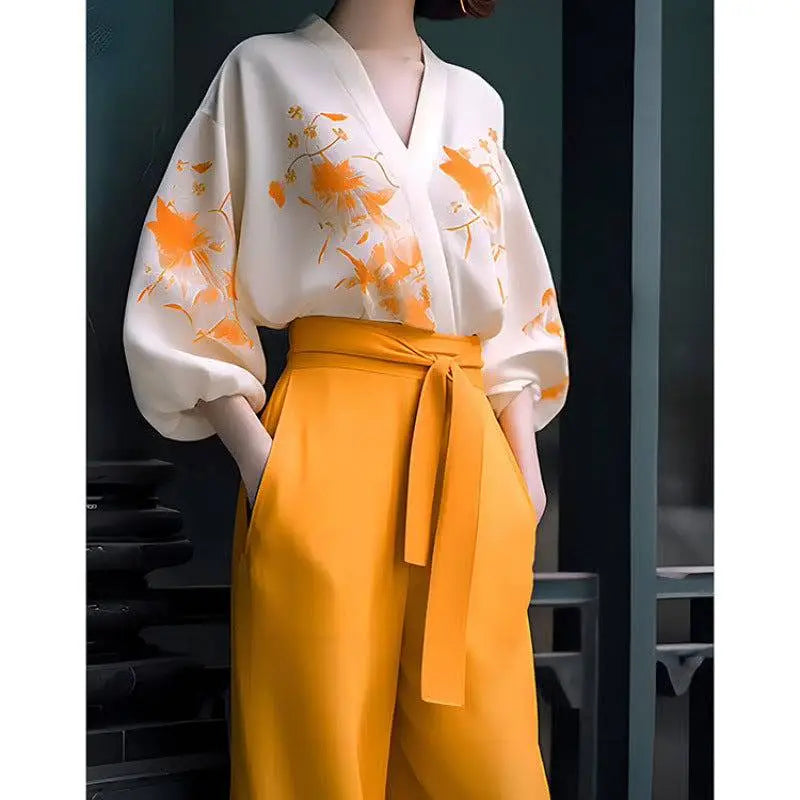Floral Silk Slimming Wear Flab Hiding Shirt Set