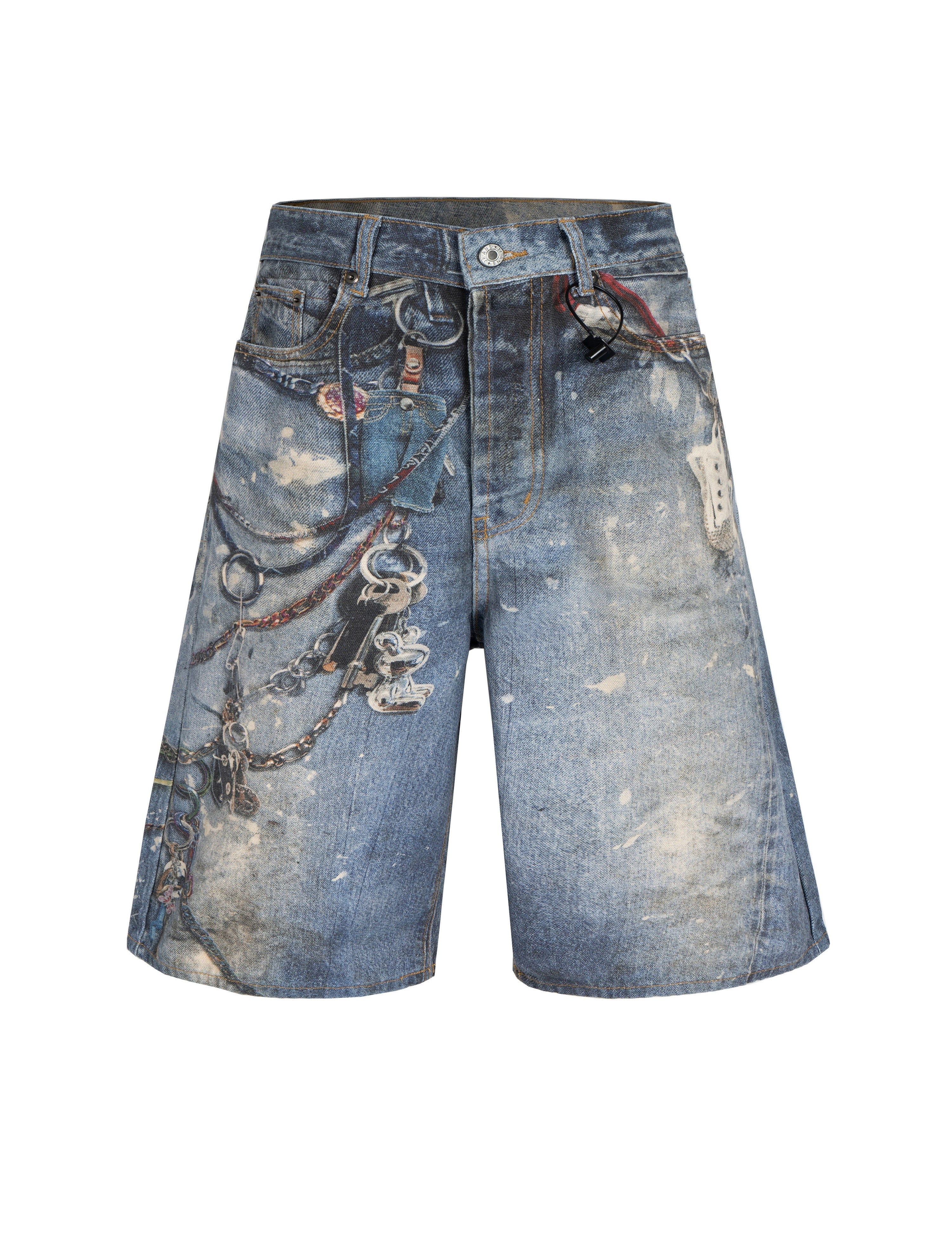 Undeveloped Locksmith denim shorts featuring classic blue denim fabric, stylish fit, and rolled hem detail.