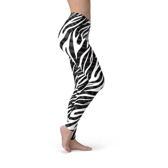 Womens Zebra Stripes Leggings Maroon Sooty