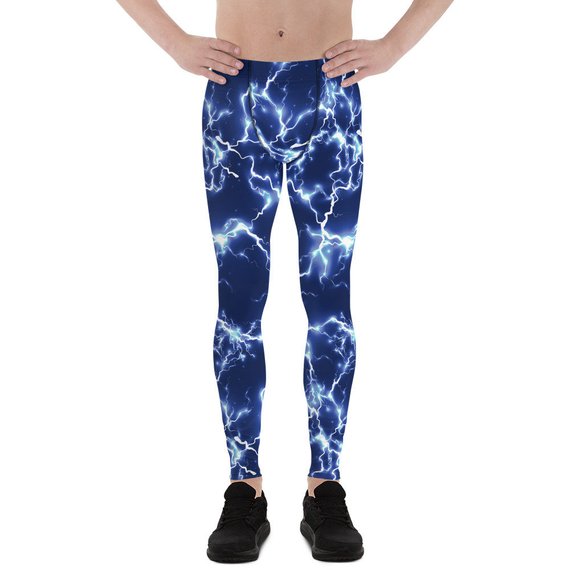Mens Leggings - Blue Thunder Lightning Leggings Maroon Sooty