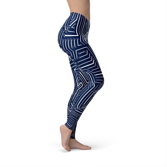 Womens Navy Blue Circuit Leggings Maroon Sooty