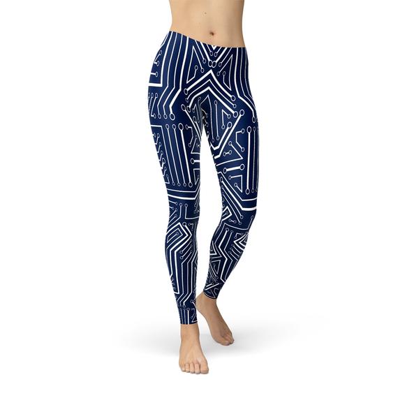 Womens Navy Blue Circuit Leggings Maroon Sooty