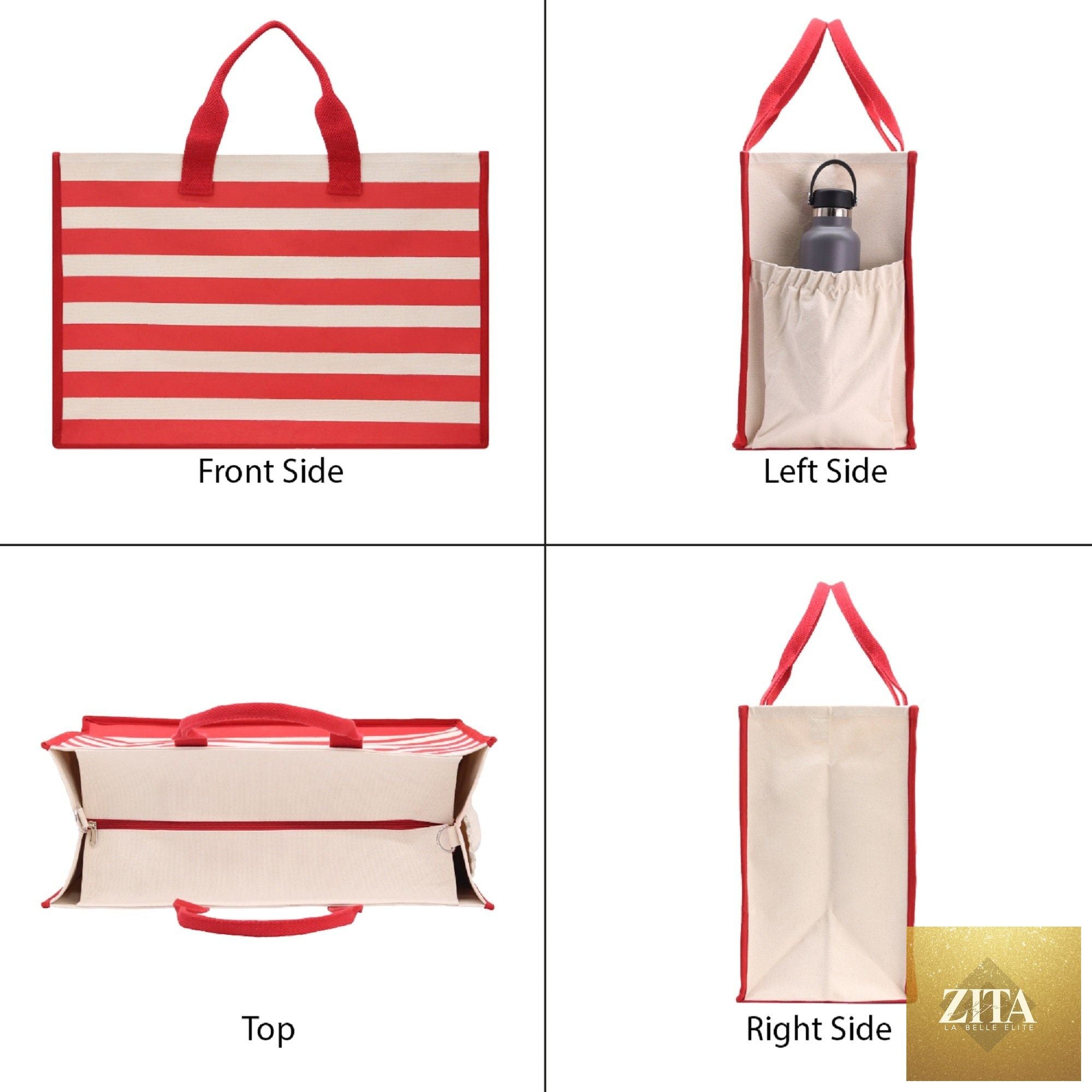 Salty Vibes Cabana Tote Bag XL - Oversized Chic Tote Bag with Zipper and Inner Pocket - Beach Bag for Women - Weekender Beach Tote