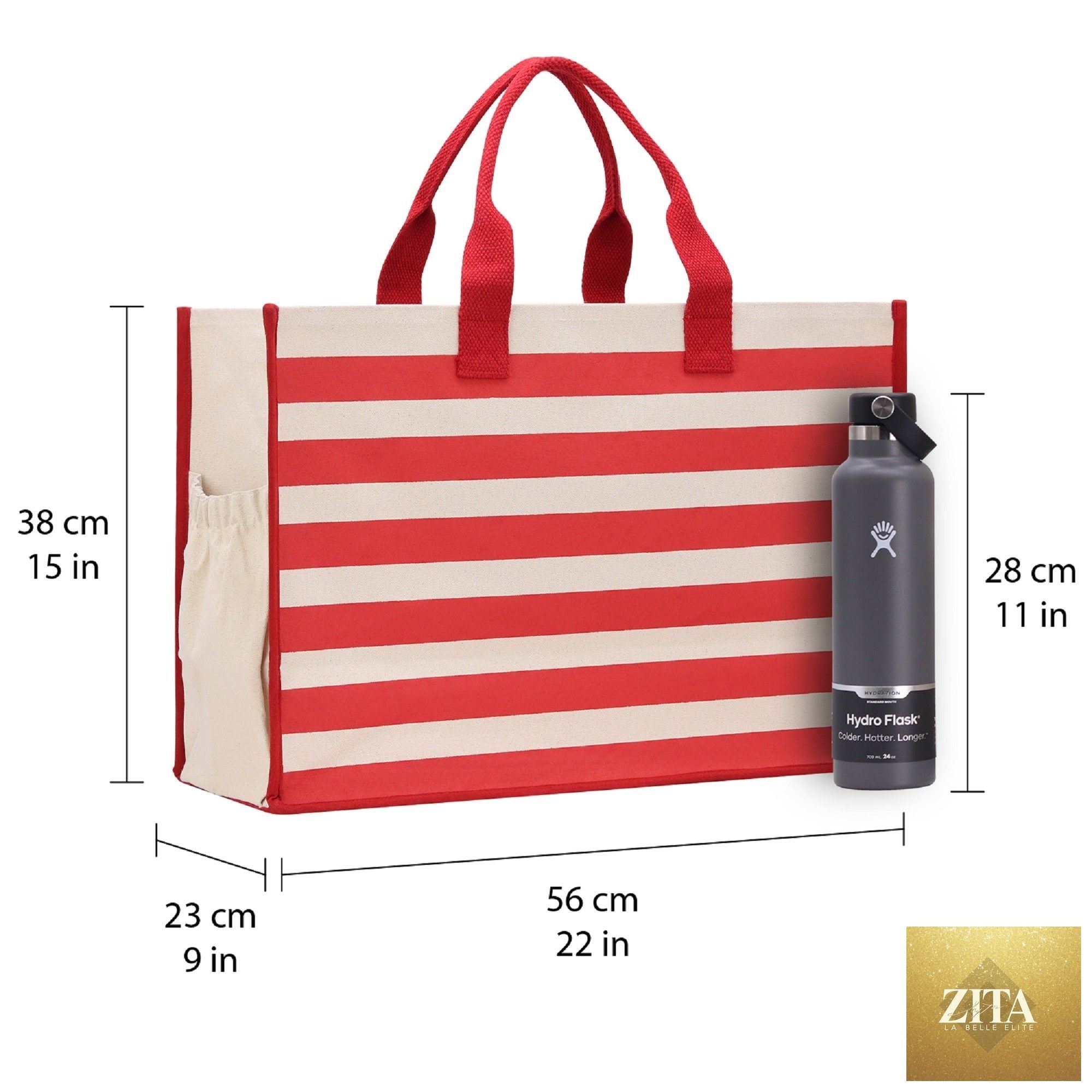 Salty Vibes Cabana Tote Bag XL - Oversized Chic Tote Bag with Zipper and Inner Pocket - Beach Bag for Women - Weekender Beach Tote
