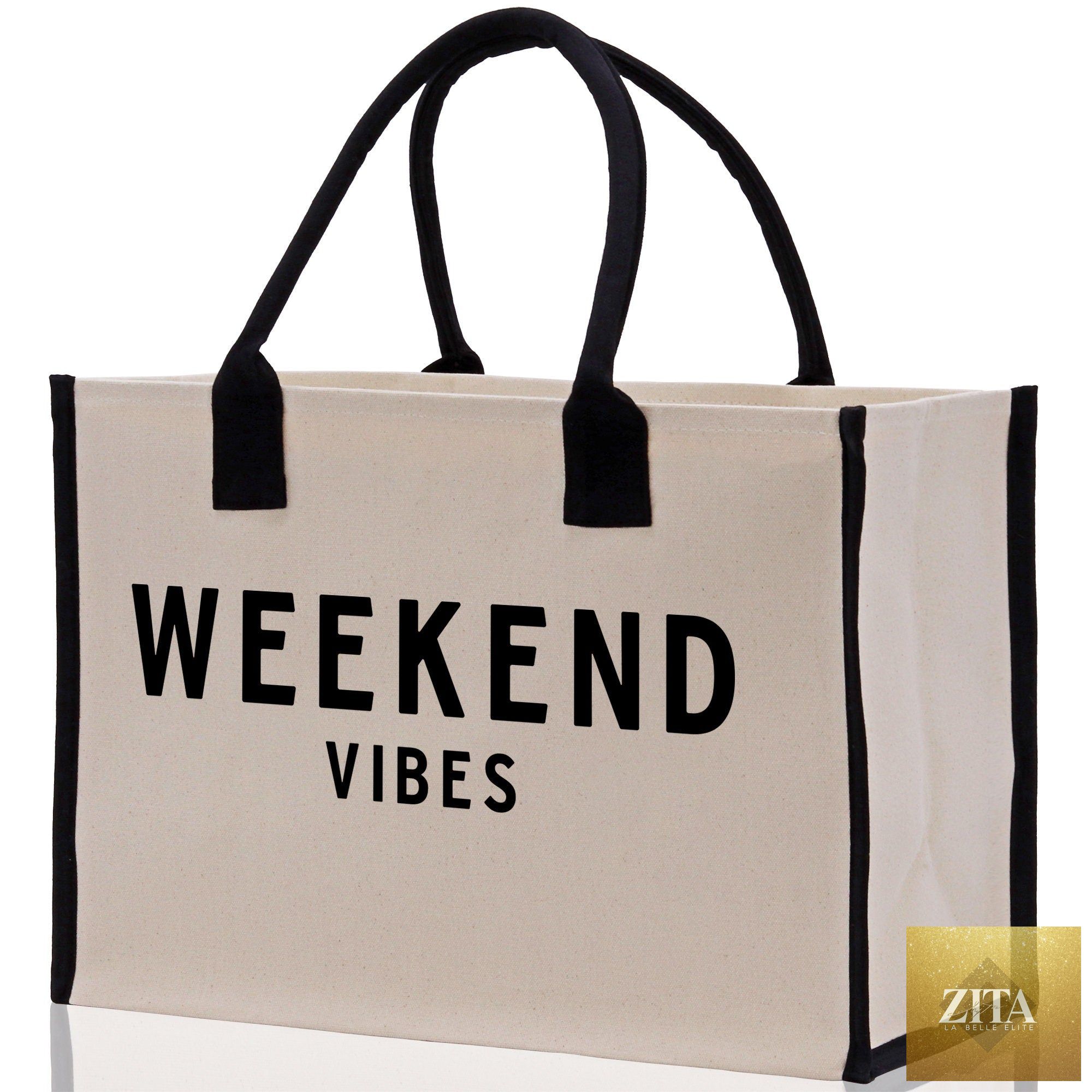 Weekend Vibes Beach Tote Bag - Large Chic Tote Bag - Gift for Her - Girls Weekend Tote - Weekender Bag - Weekend Tote - Weekend Vibes Bag