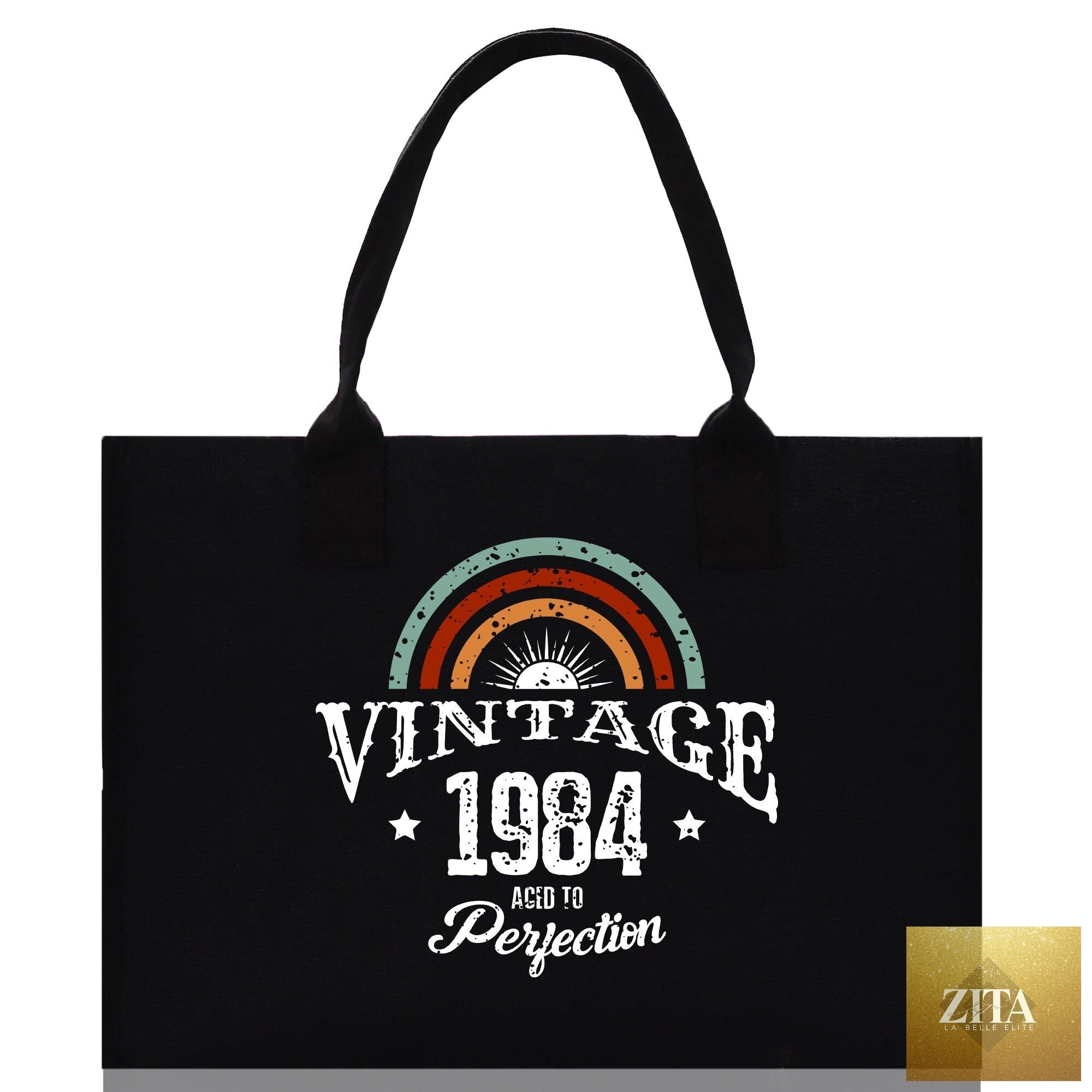 Vintage 1984 Aged To Perfection 40 Age Birthday Cotton Canvas Tote Bag 60th Birthday Gift For Women 40th Birthday Celebration Party Gift