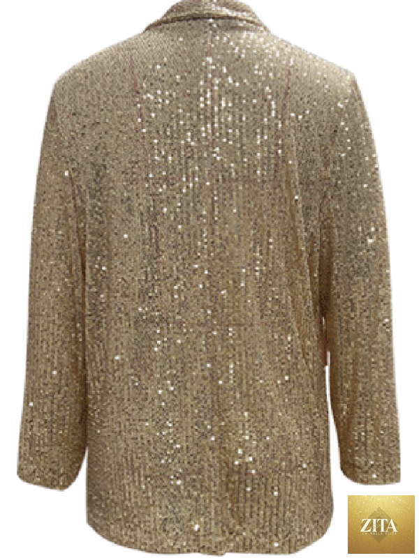 Lady Ros women's sequined blazer with long sleeves and lapel collar in multiple colors, stylish dress for formal occasions