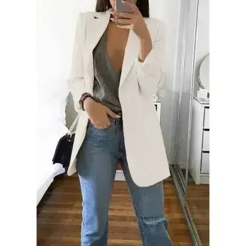 Femstylo women's casual slim blazer jacket with lapel, perfect for office or stylish everyday wear.