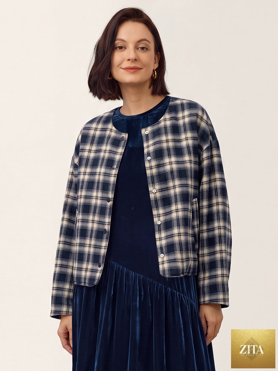 Tencel Linen Reversible Crew Neck Casual Jacket CHLOE