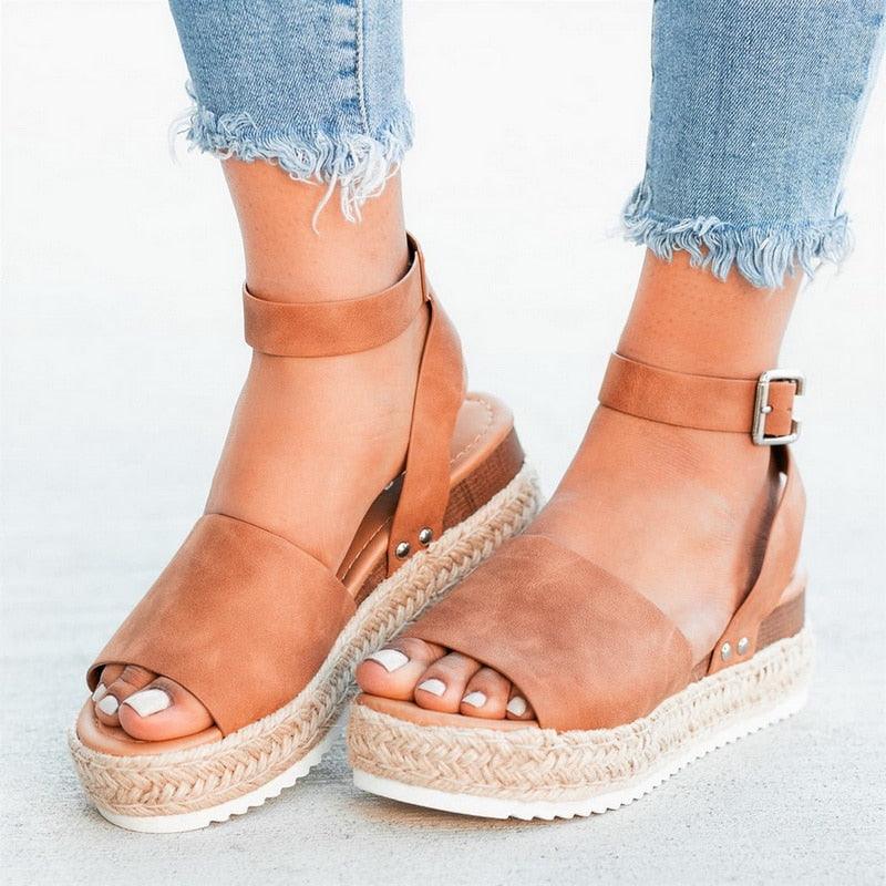 Stevvex ladies leopard high heels sandals with thick platform, adjustable strap, belt buckle, perfect for summer casual wear.