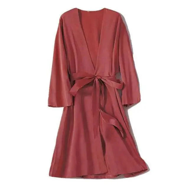 Red ladies' short sleepwear by Stevvex featuring a soft fabric, V-neck design, perfect for relaxing or bridal party wear.