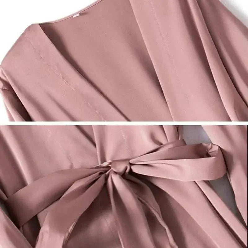 Stevvex red soft short sleepwear for women featuring a V-neck bathrobe, perfect for bridesmaids or bridal party comfort.