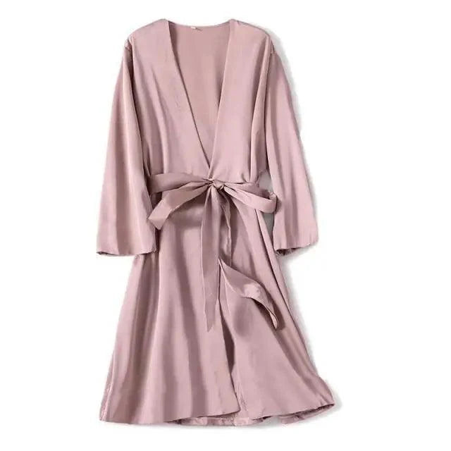 Stevvex ladies' red soft short sleepwear with a V-neck, comfortable and trendy bathrobe for women, bridesmaids, or parties.