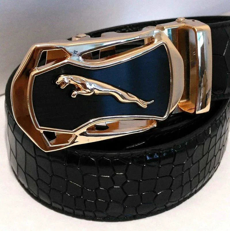 Men's Automatic Buckle Leather Belt - Leopard Sports Car Design