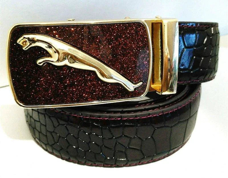 Men's Automatic Buckle Leather Belt - Leopard Sports Car Design