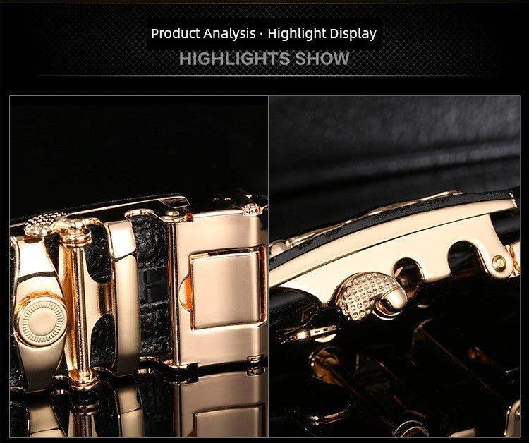 Men's Automatic Buckle Leather Belt - Leopard Sports Car Design