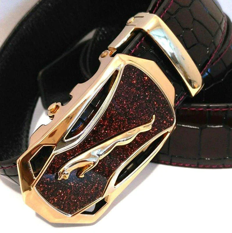 Men's Automatic Buckle Leather Belt - Leopard Sports Car Design