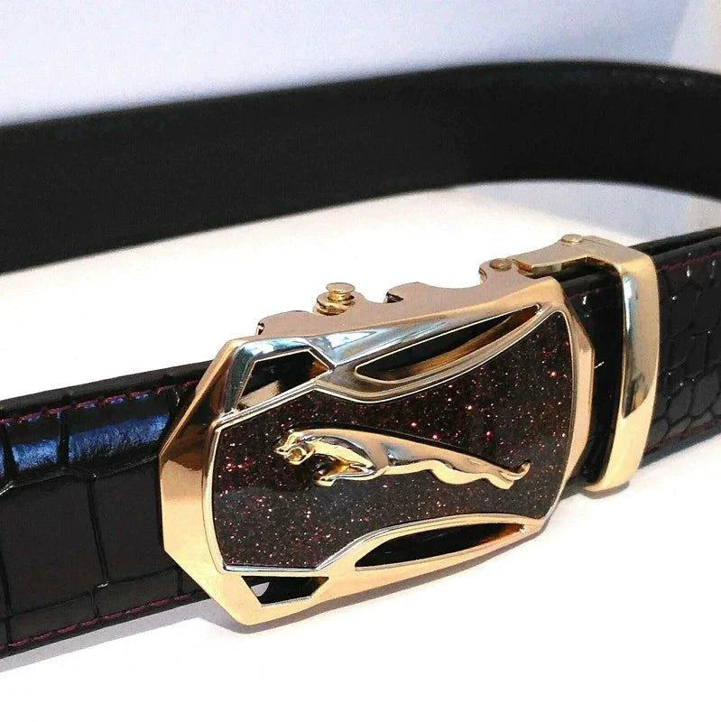 Men's Automatic Buckle Leather Belt - Leopard Sports Car Design