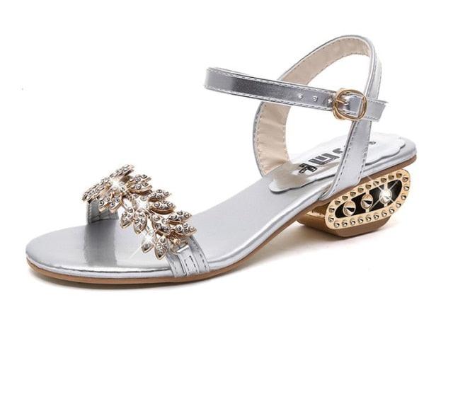 Luxury black shiny women’s summer beach sandals with rhinestones, square toe, elastic slingback, flat casual outdoor footwear by Stevvex.