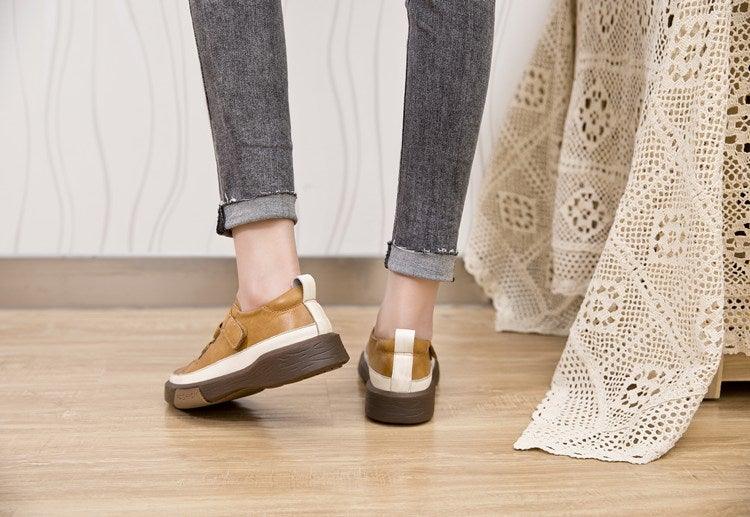 Stevvex luxury leather women's sneakers with soft, genuine leather upper, casual flat design, suitable for spring and walking comfort.