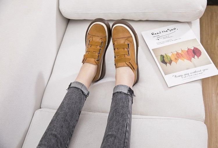 Stevvex luxury leather women's sneakers with casual flat design, soft genuine leather, perfect for spring, walking, and everyday wear.