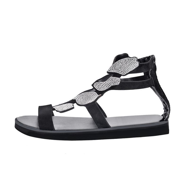 Stevvex women's rhinestone flat sandals with butterfly design, breathable, non-slip soles, perfect for outdoor beach and casual wear.